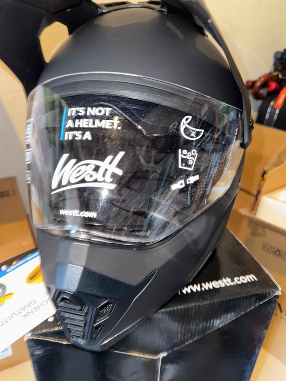 Westt Matte Black Adventure Motorcycle Helmet - Picture 8 of 11